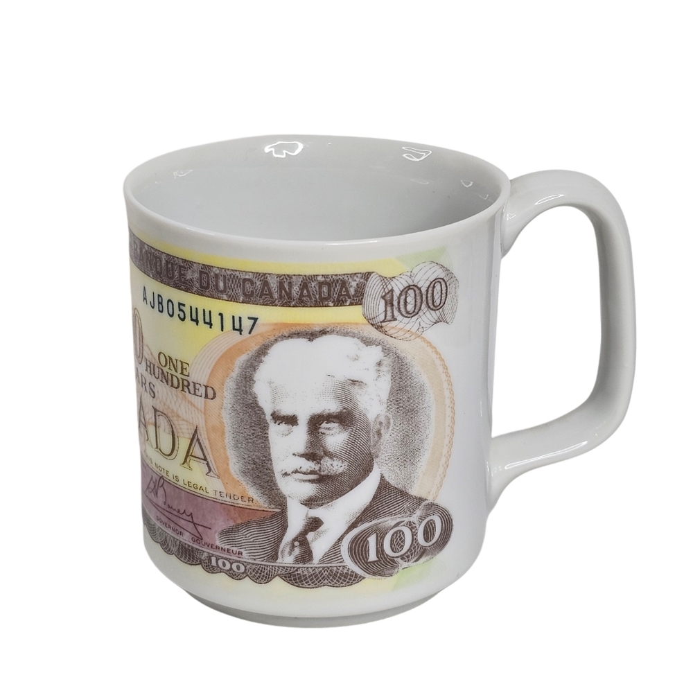 Bank of Canada 100 Dollar Note Bill Coffee Mug Cup Robert Borden Prime Minister